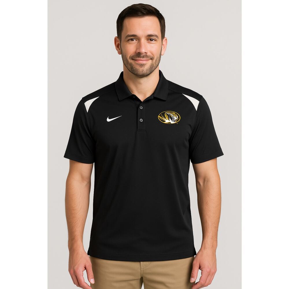 NEW Nike Dri-FIT Missouri Tigers Polo Shirt Men’s Small Black Collegiate Logo